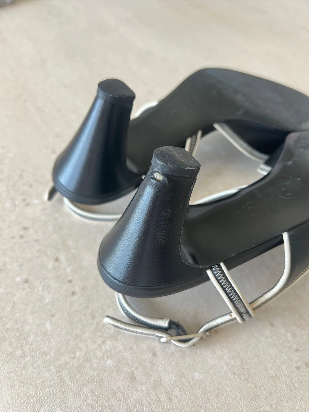 CHANEL Vintage Black & White Slingback Heels